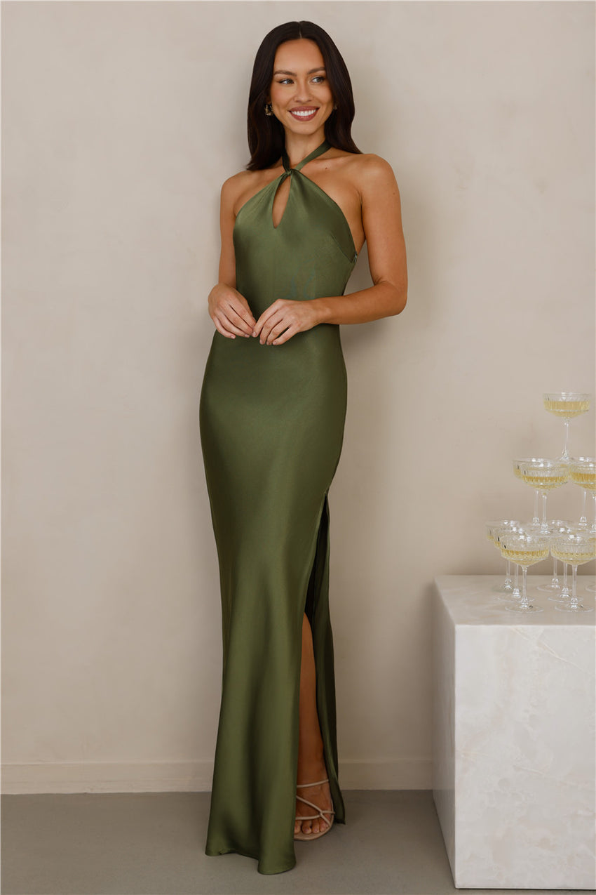 delilah satin halter maxi dress The Delilah Satin Halter Maxi Dress M Blue