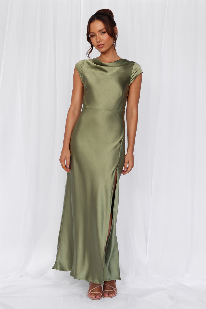 HELLO MOLLY The Valentina Cap Sleeve Satin Maxi Dress Olive – SUGARPOLLY HELLO MOLLY The Valentina Cap Sleeve Satin Maxi Dress Olive – SUGARPOLLY